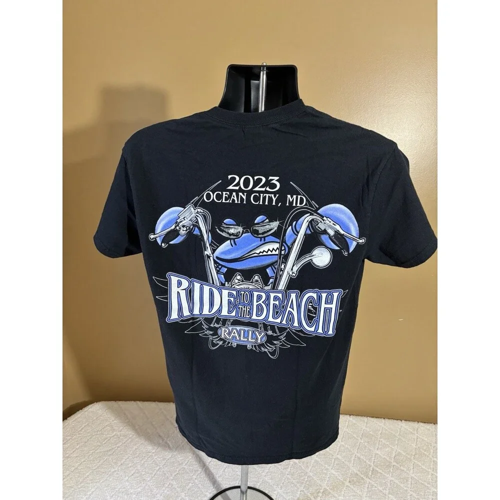 2023 Ocean City MD Ride To The Beach Rally 2 Sided Crab Motorcycle Tee Size M